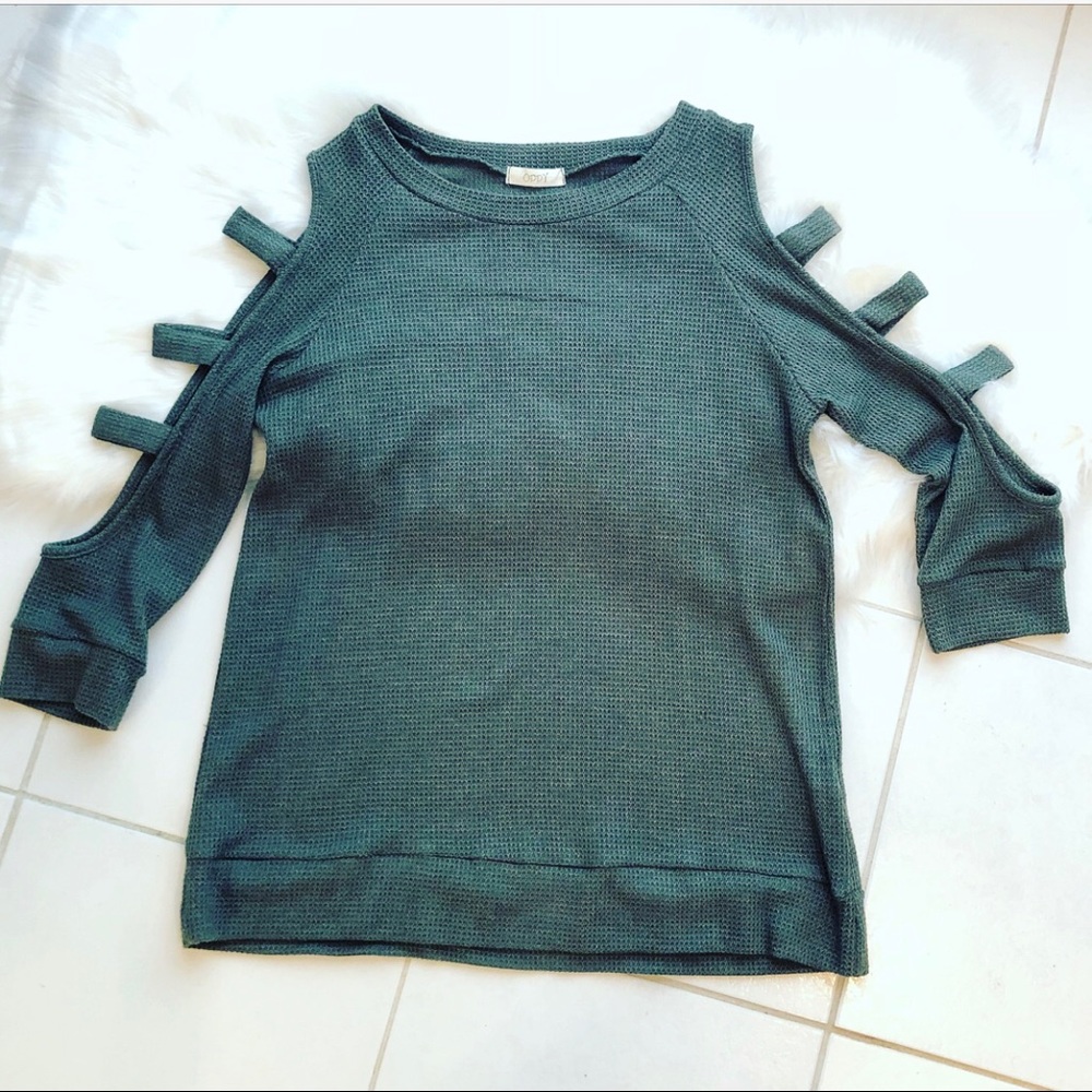 Cold Shoulder Olive Sweater